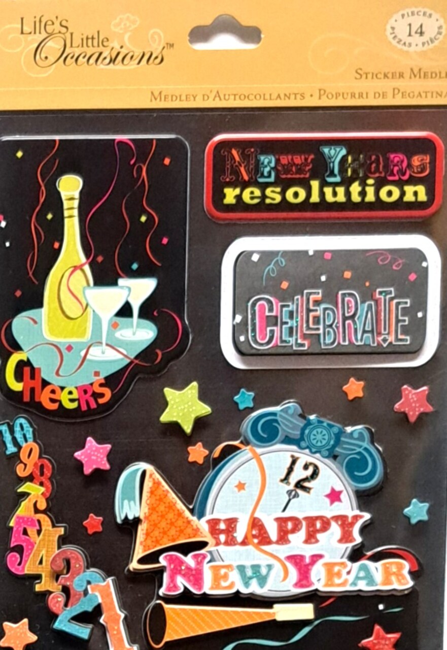 K & Company Life's Little Occasions New Years Dimensional Stickers